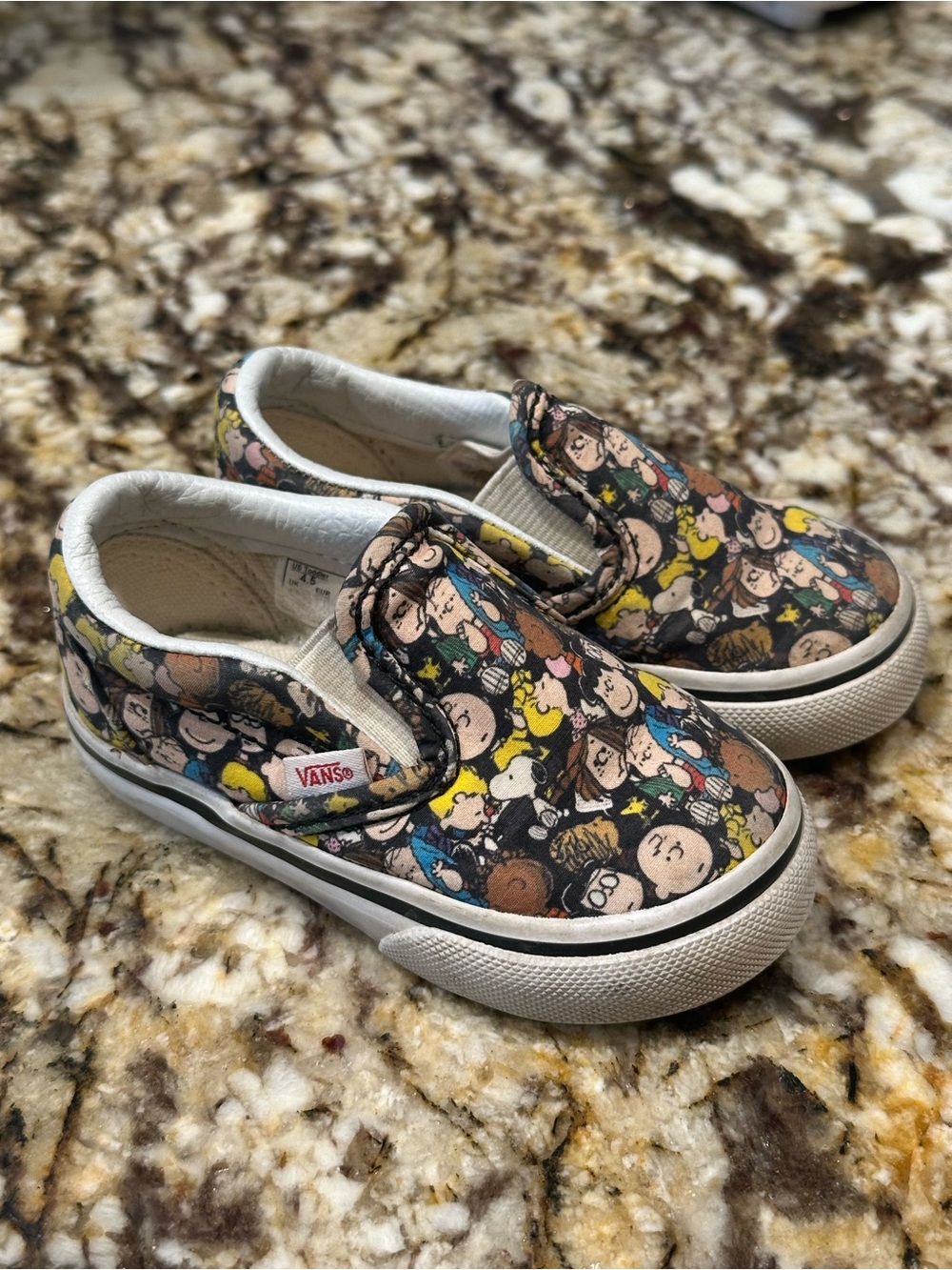 Vans Kids Cartoon/Snoopy Character Slip-On Sneakers - Black, Yellow, Blue